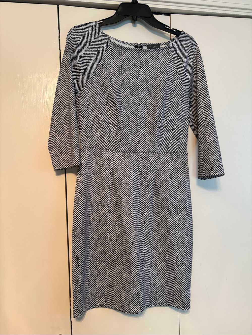 The Limited Black & White Herringbone Midi Dress